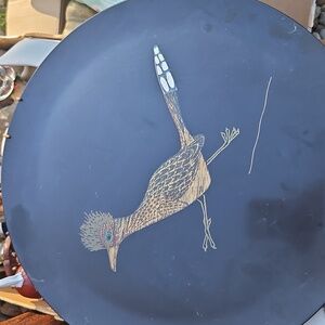Couroc Of Monterey Black 18" Roadrunner Platter/plate